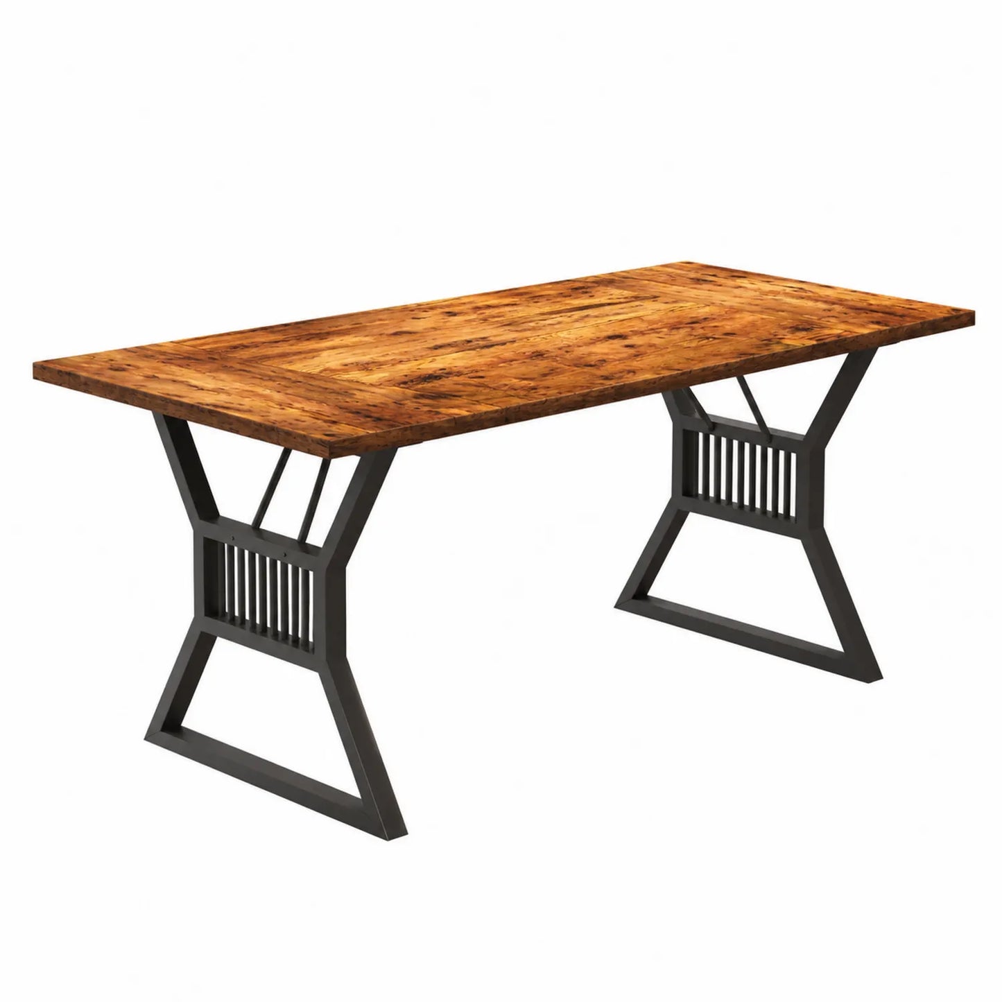 Esstisch aus Massivholz und Stahl 200x90x75 cm