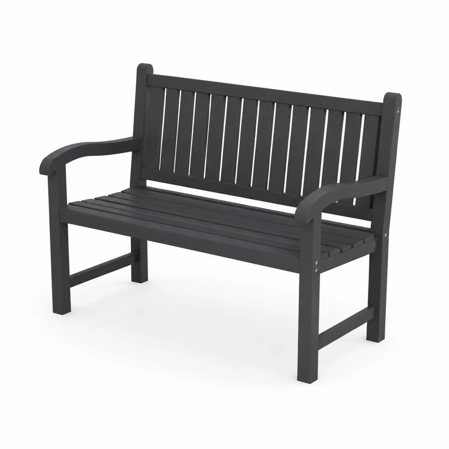 Schwarze Holzbank 2-Sitzer aus Kiefernholz