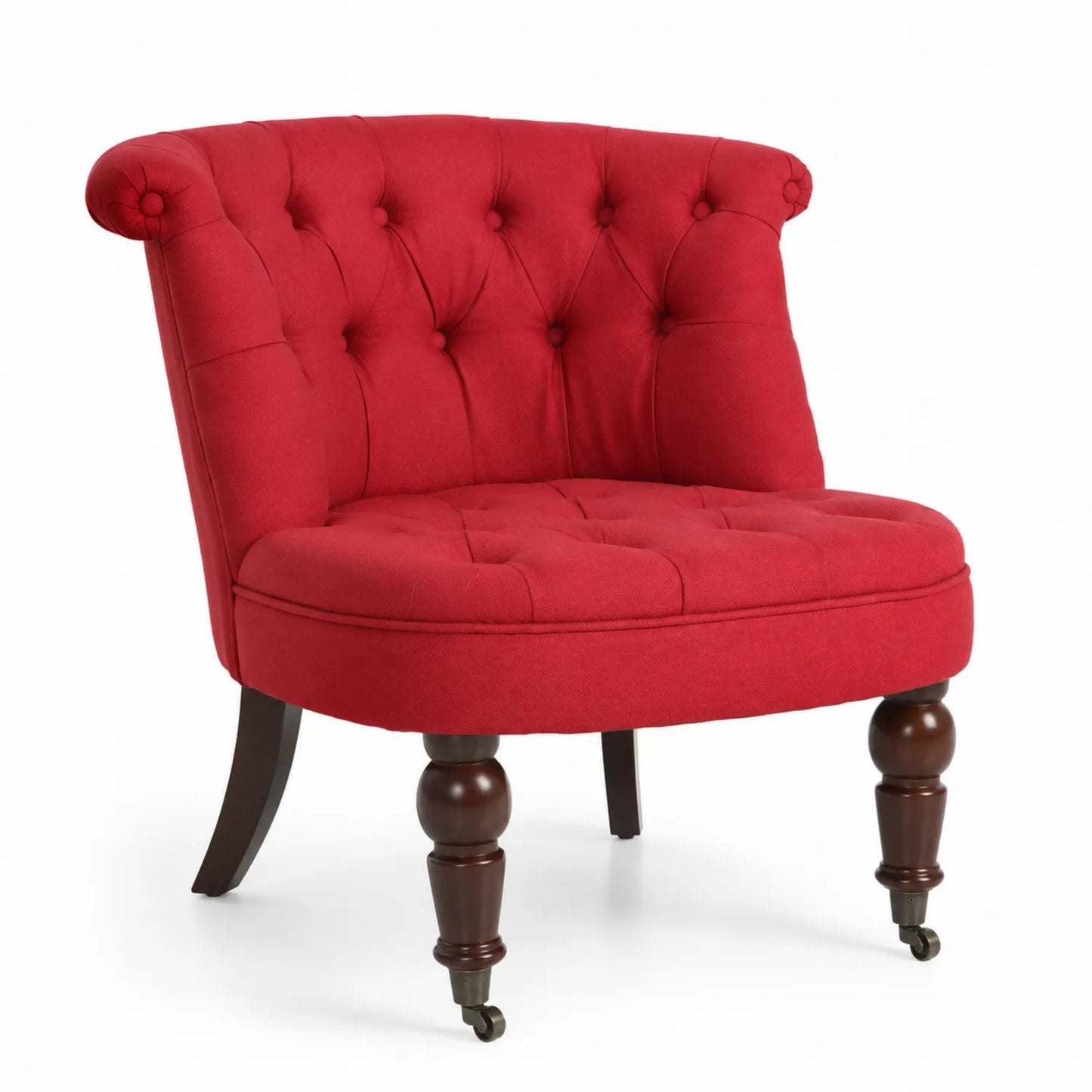 Polstersessel aus Polyester mit Holzbeinen, Rot