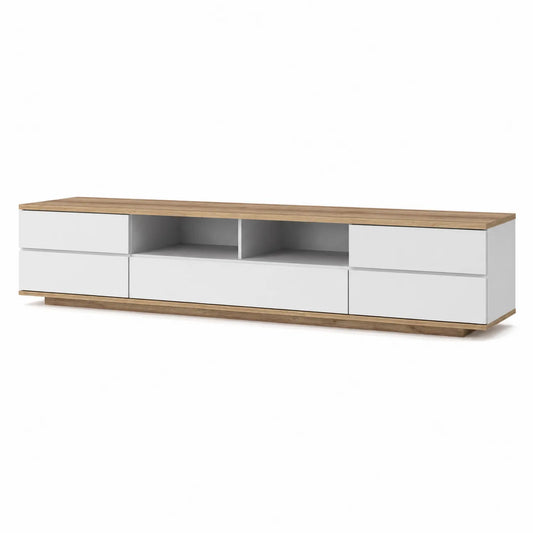 TV-Möbel MDF Weiß Eiche 200cm