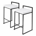 2er Set Barhocker mit Rückenlehne Weiß Stahlgestell