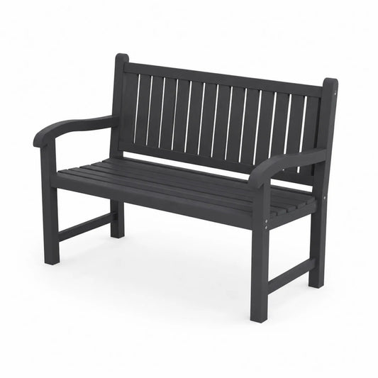Schwarze Holzbank 2-Sitzer aus Kiefernholz