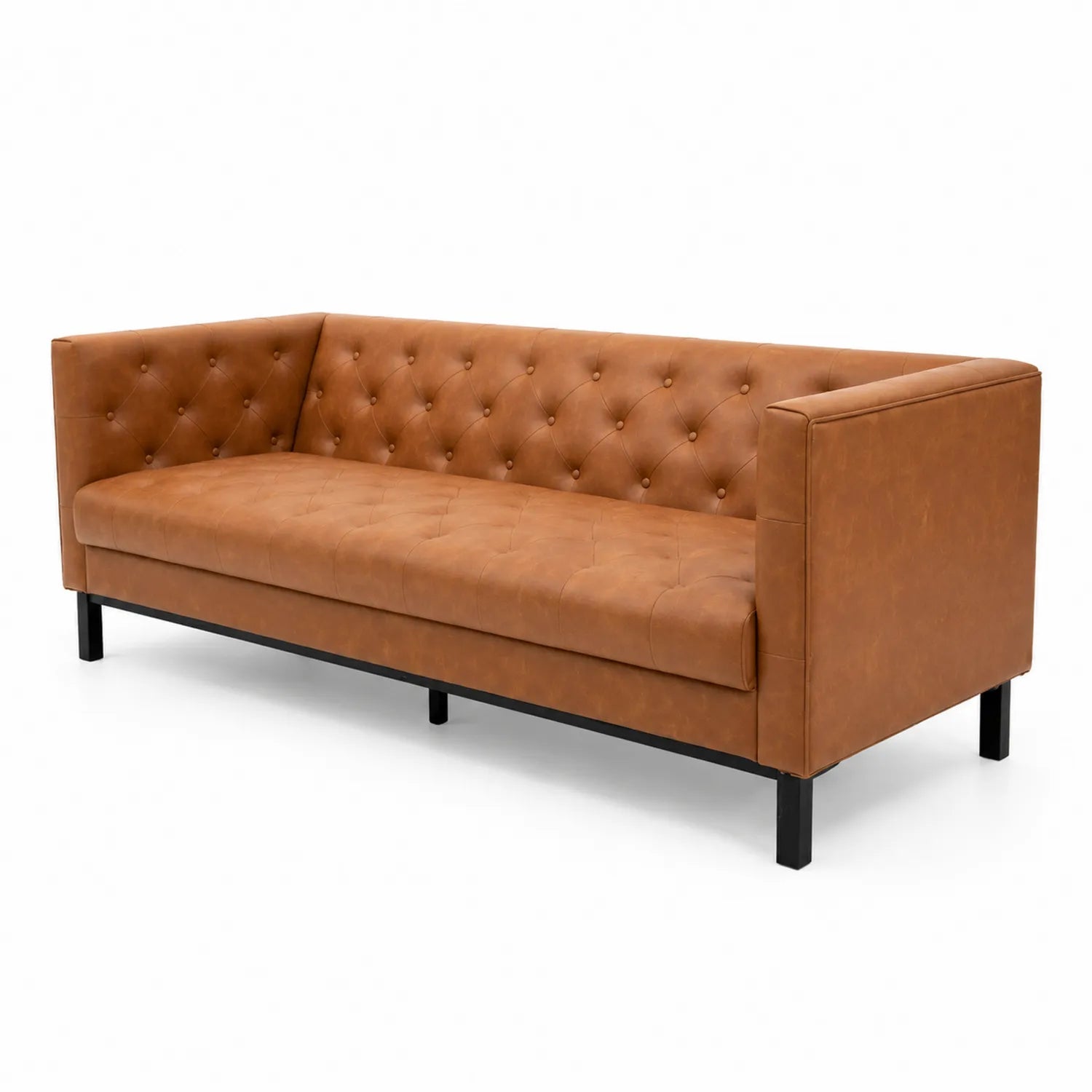 3-Sitzer Sofa Kunstleder Braun 220x85x75 cm