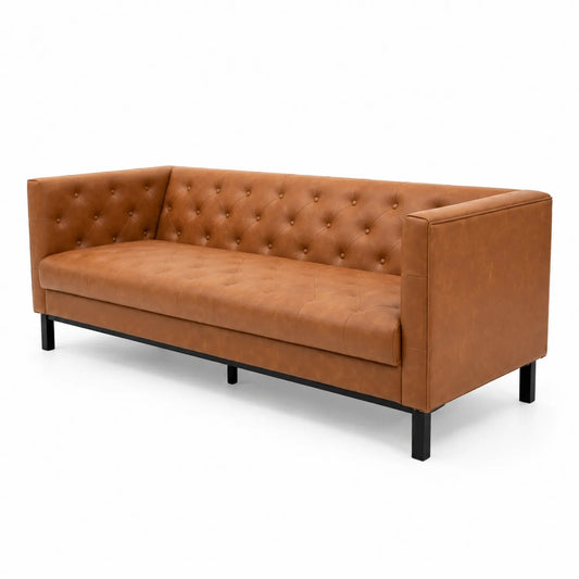 3-Sitzer Sofa Kunstleder Braun 220x85x75 cm