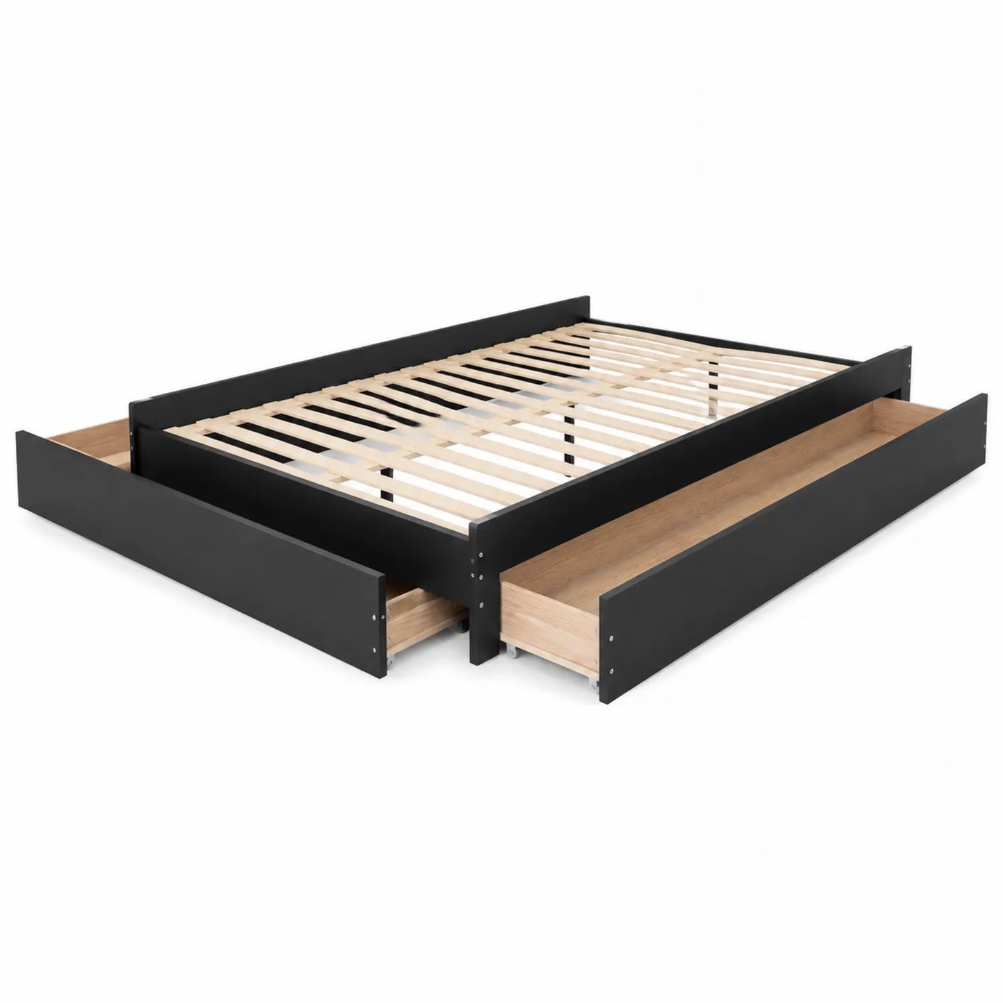 Holzbett mit Schubladen 200x140cm Schwarz/Eiche