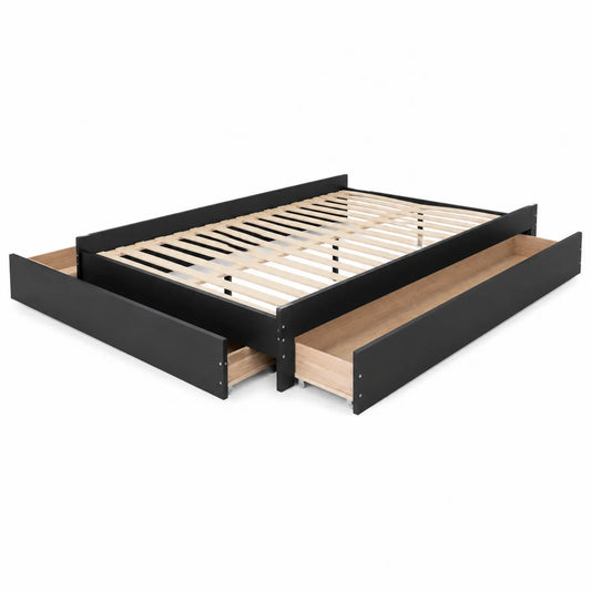 Holzbett mit Schubladen 200x140cm Schwarz/Eiche