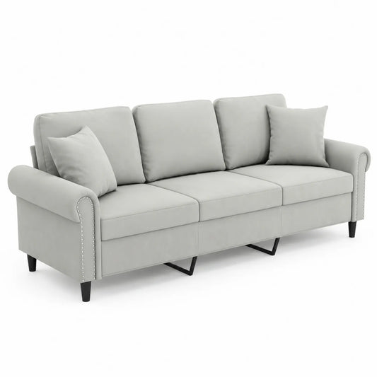 3-Sitzer Sofa Grau Polyester 210cm