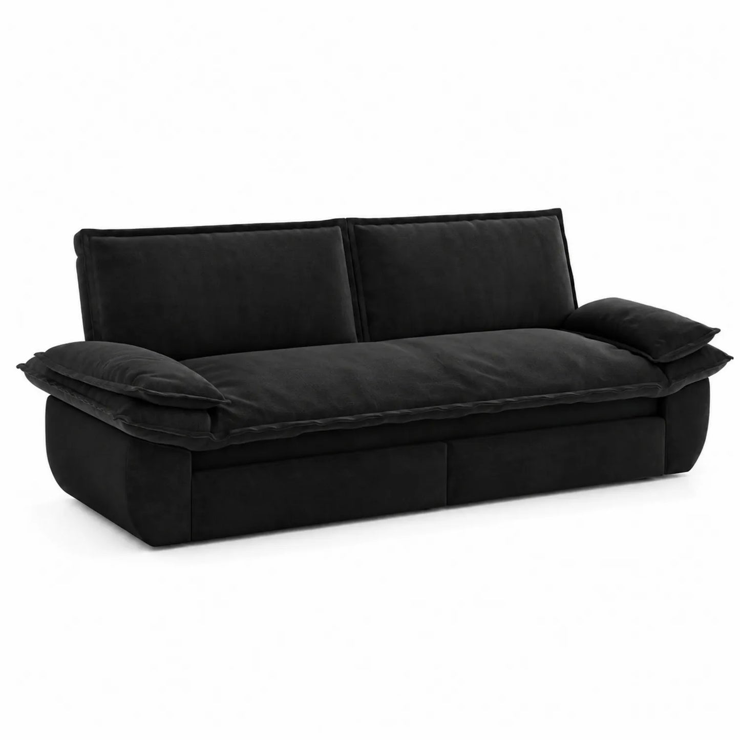 Schwarzes Dreisitzer-Sofa aus Stoff 220 cm